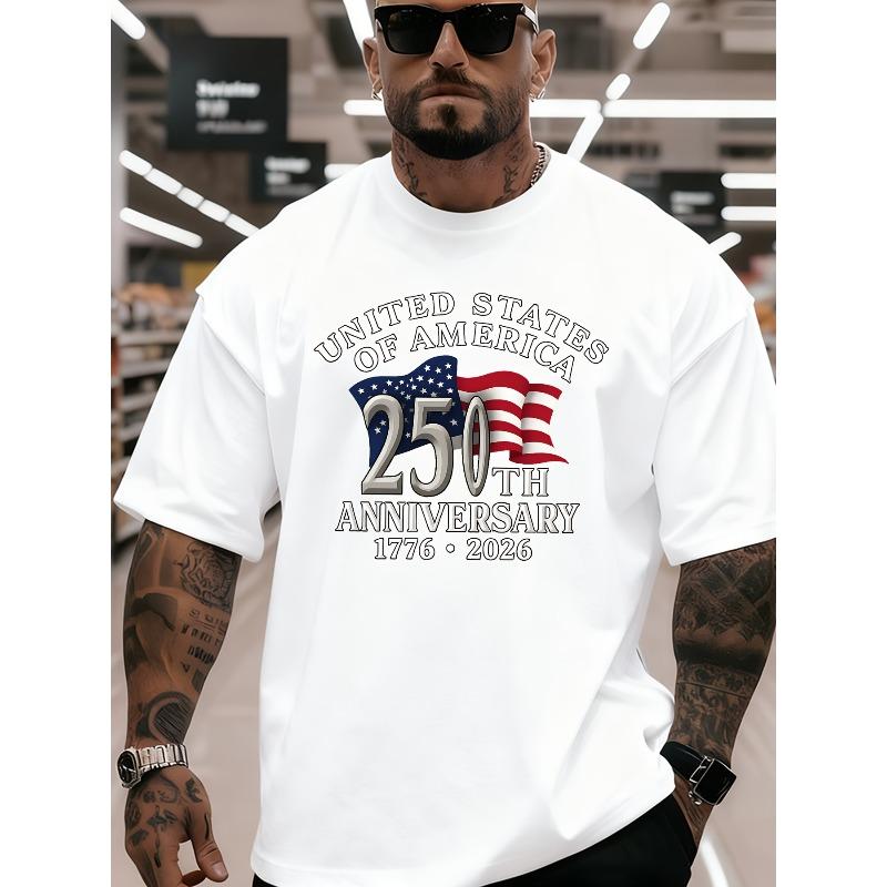 European sizes Men's 250th Anniversary T-Shirt - Funny & Cool 250 Years Design with Number 250 - Soft Breathable Fabric