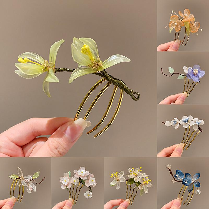 Classical Hair Comb Chinese Style Hair Stick U Shape Flower Cheongsam Hairpin For Hanfu Accessories