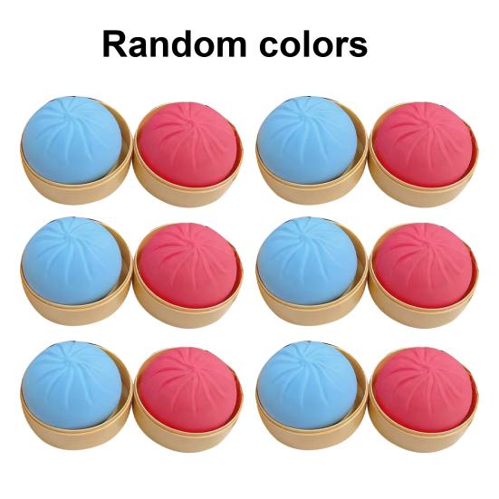12Pcs Steamed Bun Stress Ball with Steamer Anti-Anxiety Glitter Cartoon Dumpling Squeeze Toy Simulated Dough Ball Fidget Sensory Toy