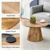 Coffee Table Set in Natural Wood Look (MDF) - 2 Round Stool Side Tables, High 50x48 cm + Low 60x35 cm, Suitable for Living Room / Lounge Area.