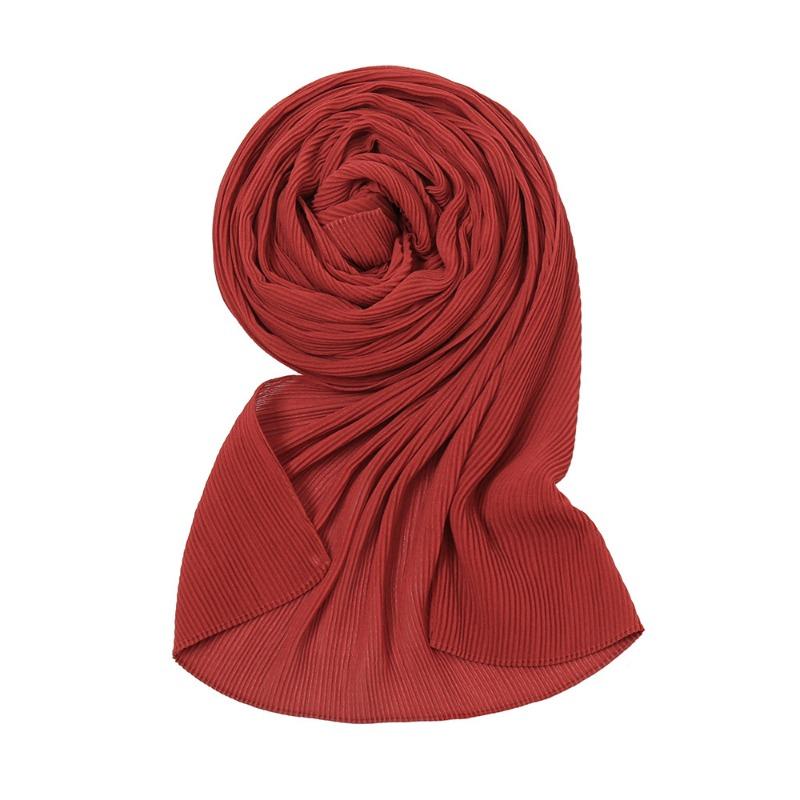 Pearl chiffon pleated monochrome scarf female solid color toothpick crushed headscarf toothpick pleated