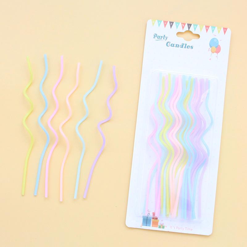 24 Curved Macaron Candles for Birthday, Creative Romantic Party Colored Spiral Candles Without Support