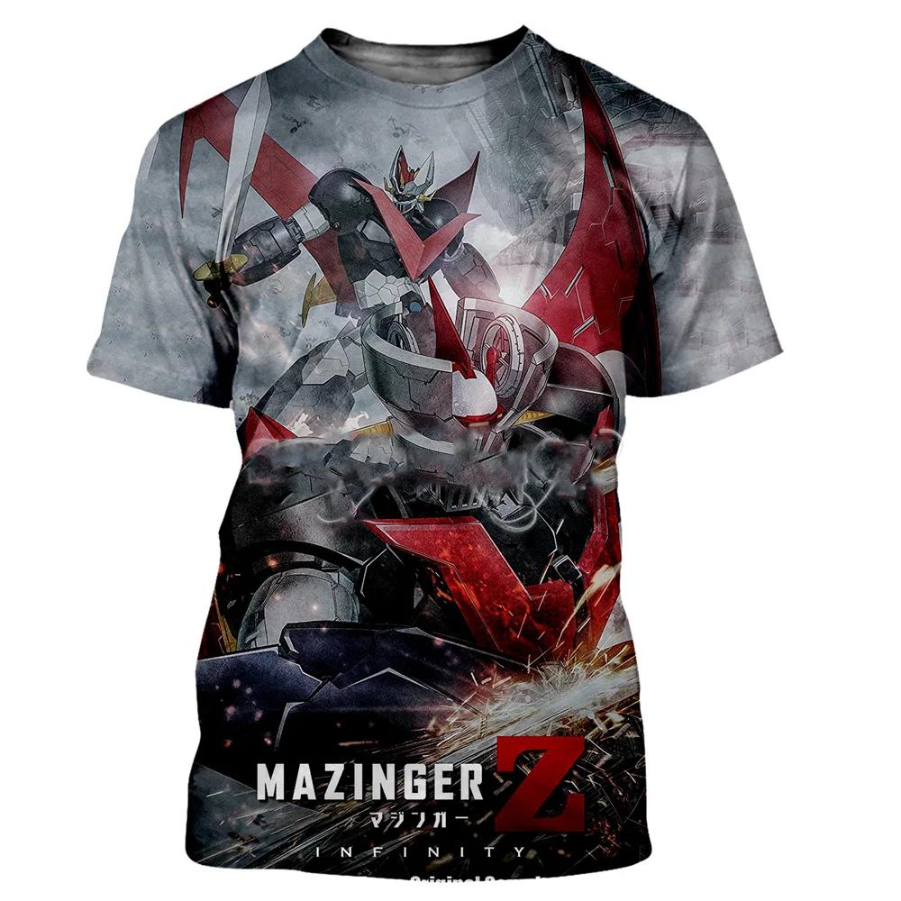 3D Mazinger Z Printed T-shirt Transformers Pattern Men's Short Sleeve Top Fashionable Comfortable Cool Street Wear