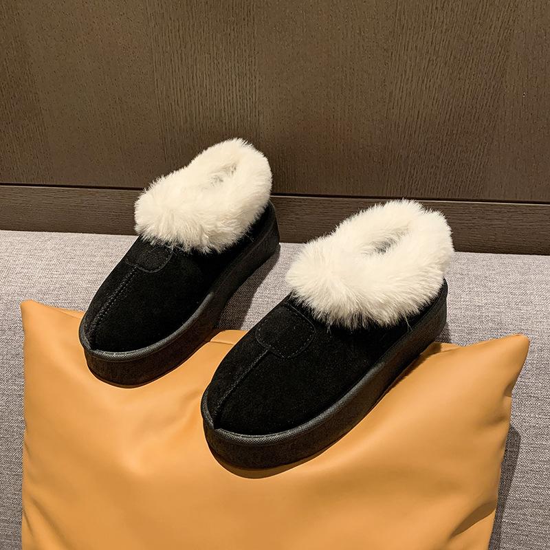 Women's Large Size Soft Sole Cold Resistant Winter Warm Anti-slip Fur One Snow Boots Padded Lined Ankle Boots Anti-slip Sports Cotton Boots