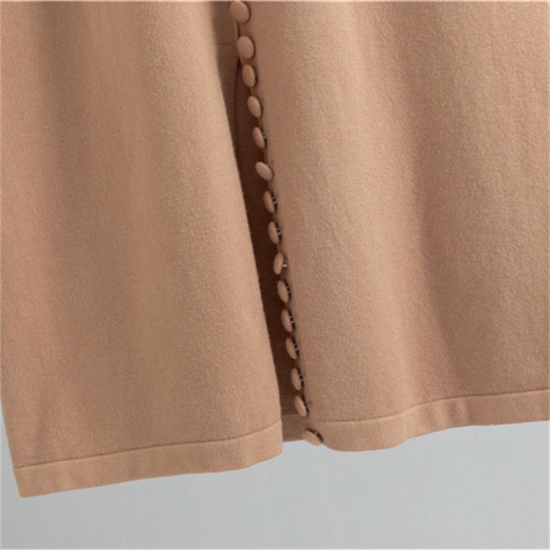 Autumn And Winter Women's V-Neck Base Knitted Long Dress  Loose Plus Size Solid Color Women's Dress