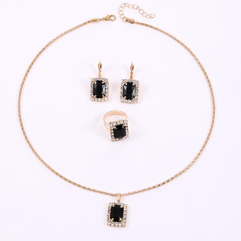 Комплект из 3 предметов: бриллиантовый набор, геометрический квадрат, ожерелье, серьги, кольцо, женские украшения премиум-класса