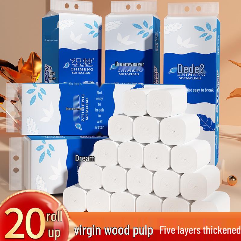 Dream Weaving 60 Rollen Toilettenpapier aus 100% Zellstoff, Vierlagiges verdicktes Tissue für den Haushalt und Babys.