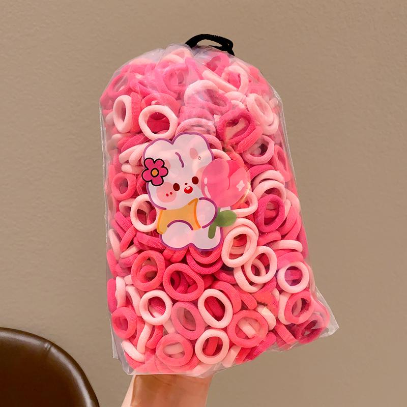 100 Pcs/Bag Girls Lovely Candy Cartoon Colors Solid Elastic Hair Bands Children Cute Srunchies Rubber Bands Kid Hair Accessories