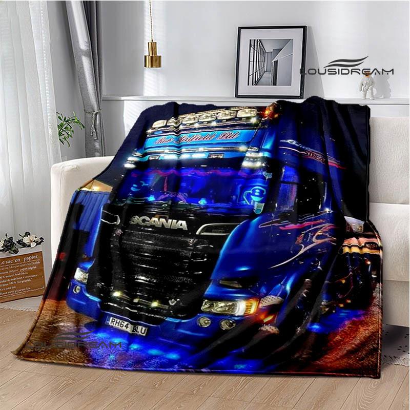 3D S-Scania Truck Printed Blanket Picnic Blanket Warm Flannel Blankets Home Bed Linings Blankets for Beds Birthday Gift