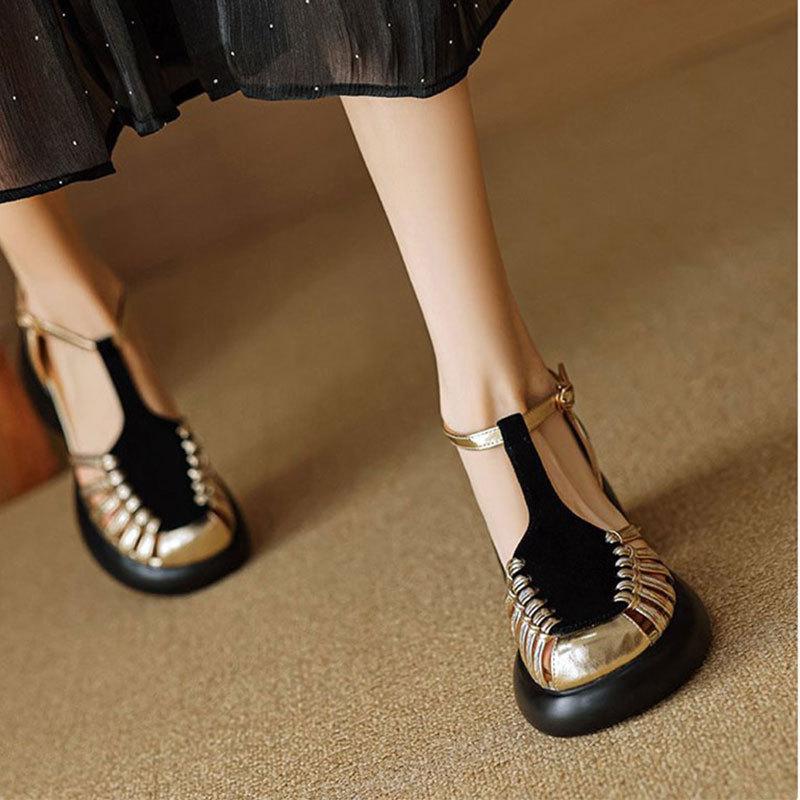 Wygodne buty rzymskie na platformie muffinowej, damskie 2025 nowe, lekkie, letnie, z zakrytymi palcami, na grubej podeszwie, na wysokim obcasie, sandały