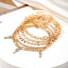 Snake Chain Love Diamond Anklet 5 Piece Gold Artificial Diamond Pendant Love Hollowed Out Lock Chain Snakebone Chain Girls Bracelet Anklet Accessories