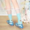 Summer Lightweight Women's Socks - Cute Animal Embroidery Glass Thread Mid-calf Stockings, Breathable Combed Cotton Edge Socks, Pile Socks