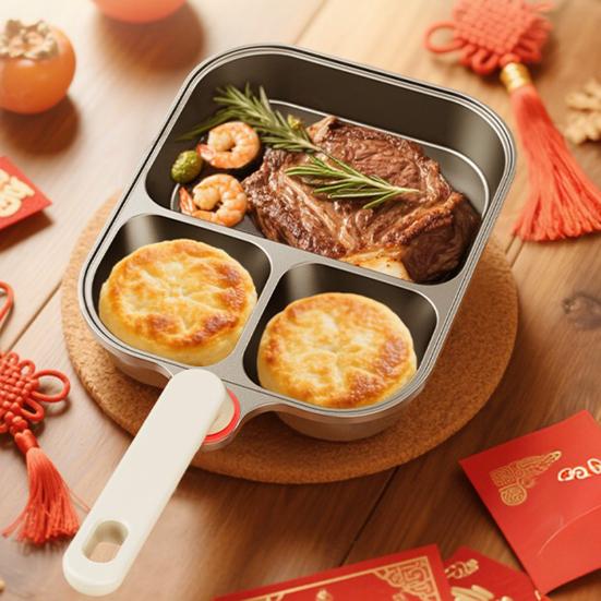 3-In-1 Breakfast Pan Non-Stick Cooking Pan Large Capacity Omelette Skillet Pancake