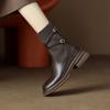 Fashion Retro Style Booties Plain Chunky Heel Splicing Ankle Boots for Women On Promotion Fashion 2025 Pu New In Sale Woman Short Shoes