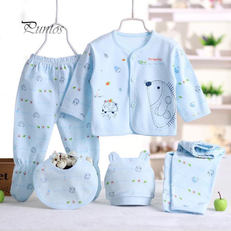 5 Pcs Newborn Baby Clothes Set Coat Top Pants Outfit