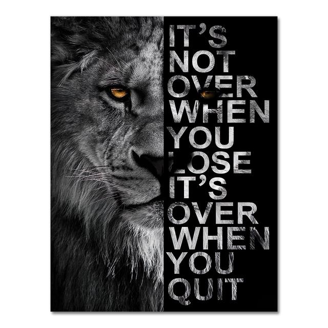 Wild Lion Letter Motivational Quote Art Posters and Prints On Canvas Painting Decorative Wall Art Picture for Office Home Decor No Frame