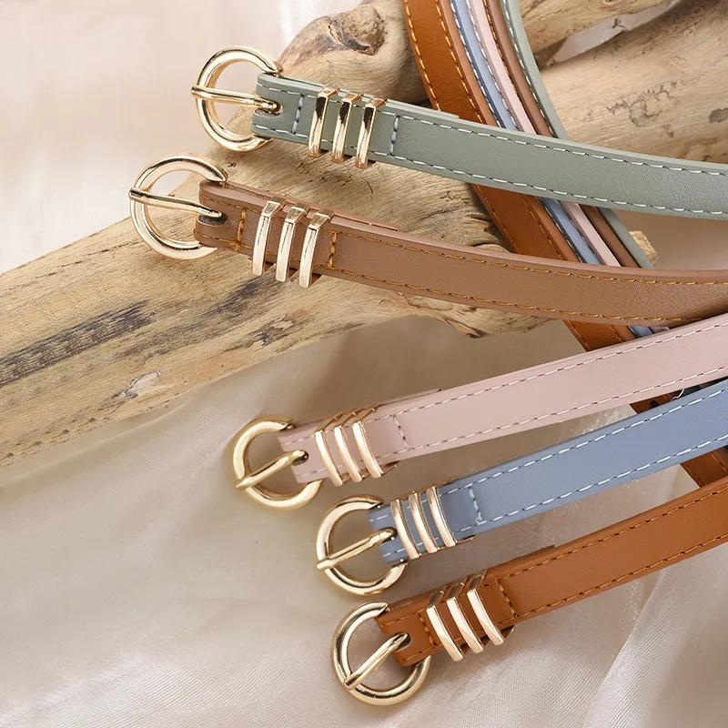 Width 1.4Cm Fashion Simple Women'S Belt Versatile Dress Jeans Accessories Girdle Gothic Retro Gold Pin Buckle Thin Waistband