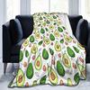 Avocado Cartoon Pattern Cute Throw Blanket Green Fruit  King Queen Size for Bed Sofa Couch Super Soft Warm Kawaii Flannel
