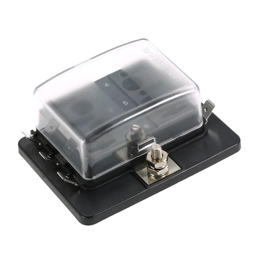 6-vägs minibladssäkringsboxhållare APM ATM 5A 10A 25A för bilbåt Marine Trike 12V 24V