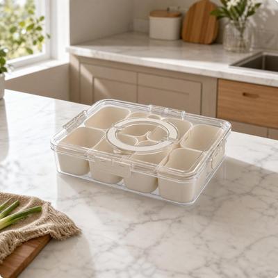 Divided Kitchen Storage Box with Transparent Lid WaterresistantResistant Sealed Spice