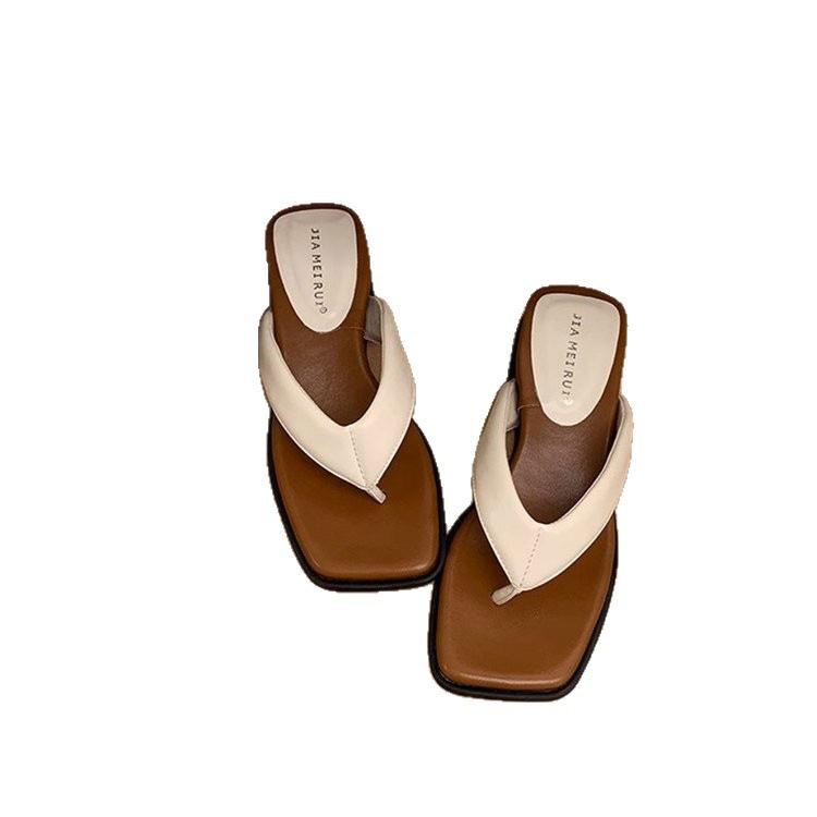 Thick-soled Heel Heel Cold Slippers Women's Summer Flip-flops 2025 New with Skirt Beach Sandals