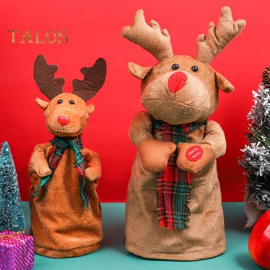 Electric Rotatable Christmas Elk Toy Battery Operated Swinging Singing Dancing Xmas Reindeer Deer Ornament Kids Family Friends Holiday Gift