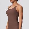 Solid Color Cross-Back Yoga Tank with Chest Pads - Quick-Dry, Fitted Sports Top