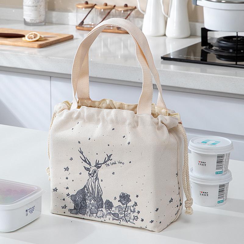 

Друк на шнурку Тканинна модна ізоляційна водонепроникна ручна сумка для ланчу Ізоляційна сумка Ізоляційна сумка Пакет для льоду