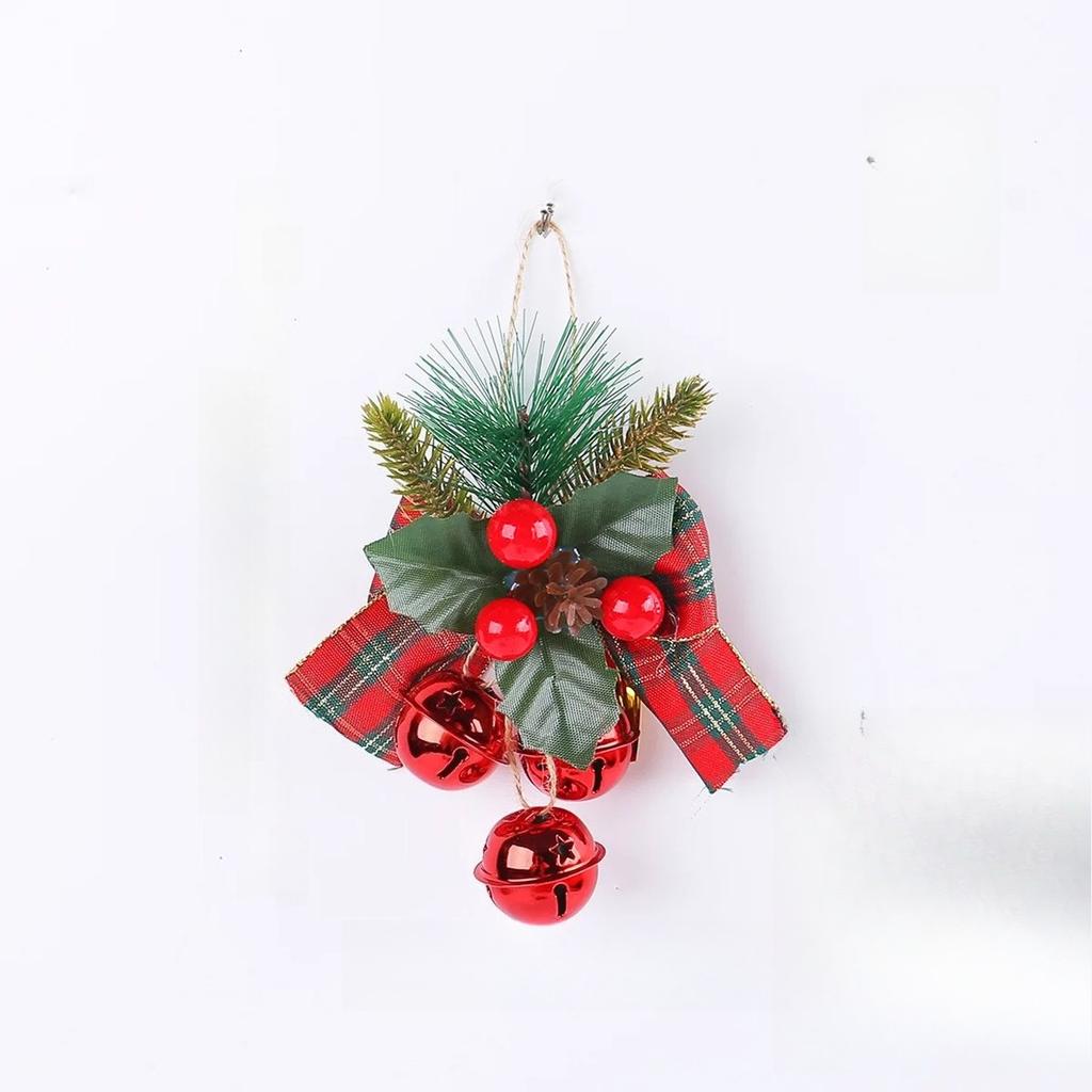 Cloche Jingle Noël 1PC: Couleurs Mélangées, Cloche Traîneau Classique Avec Baies Rouges, Nœuds À Carreaux, Décor Arbre Noël