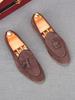New Men's Suede Leather Tassels Loafers Pointed Black Brown Business Flats Shoes Designer Homecoming Wedding Dress Footwear