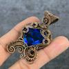 Blue Topaz Handmade Copper Wire Wrap Jewelry Pendant 2.56" c5P57