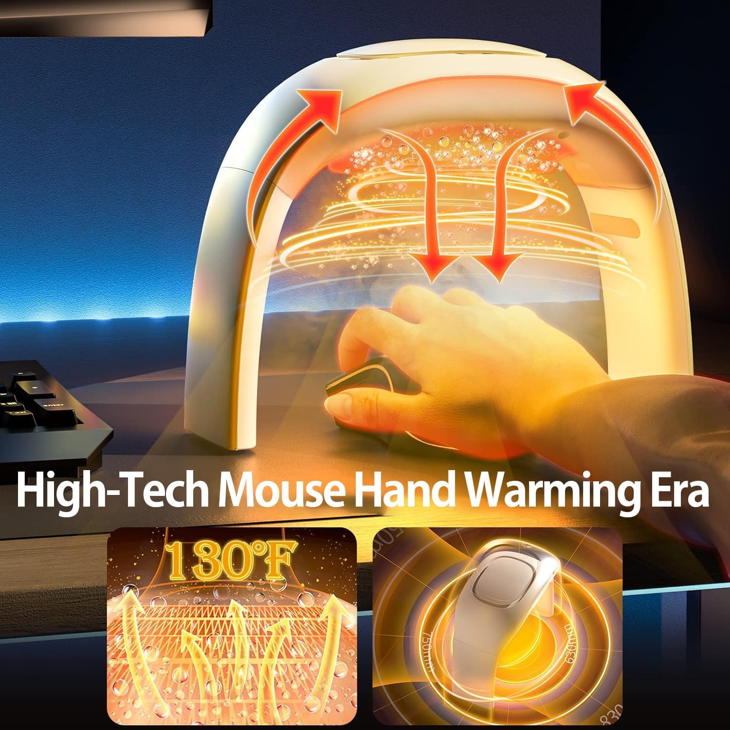 

Foldable Ceramic Hand Warmer, Portable Desk Heater with Thermostat - Cream United States