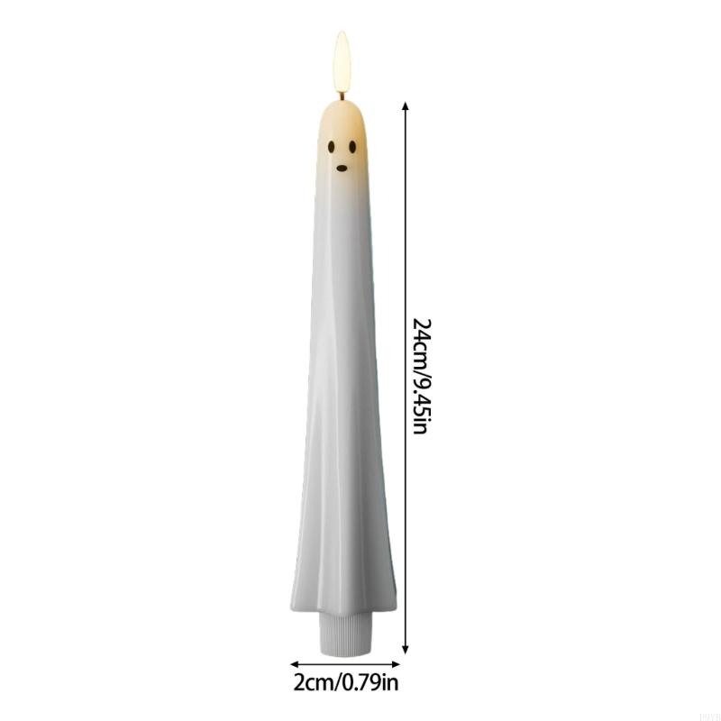 Child Friendly Ghostly LED Taper Halloween Decoration Flameless Flickering Battery Operated Candlestick Set P9YB