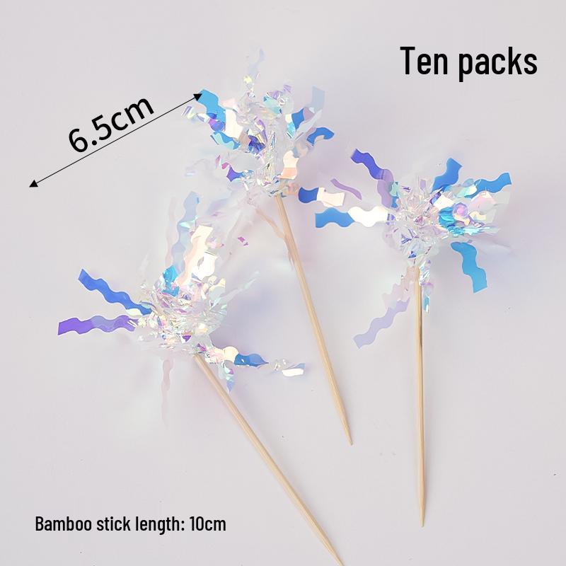 

Korean Style Colorful Rain Silk Topper with Tassel and Sequins for Birthday Cake Decoration