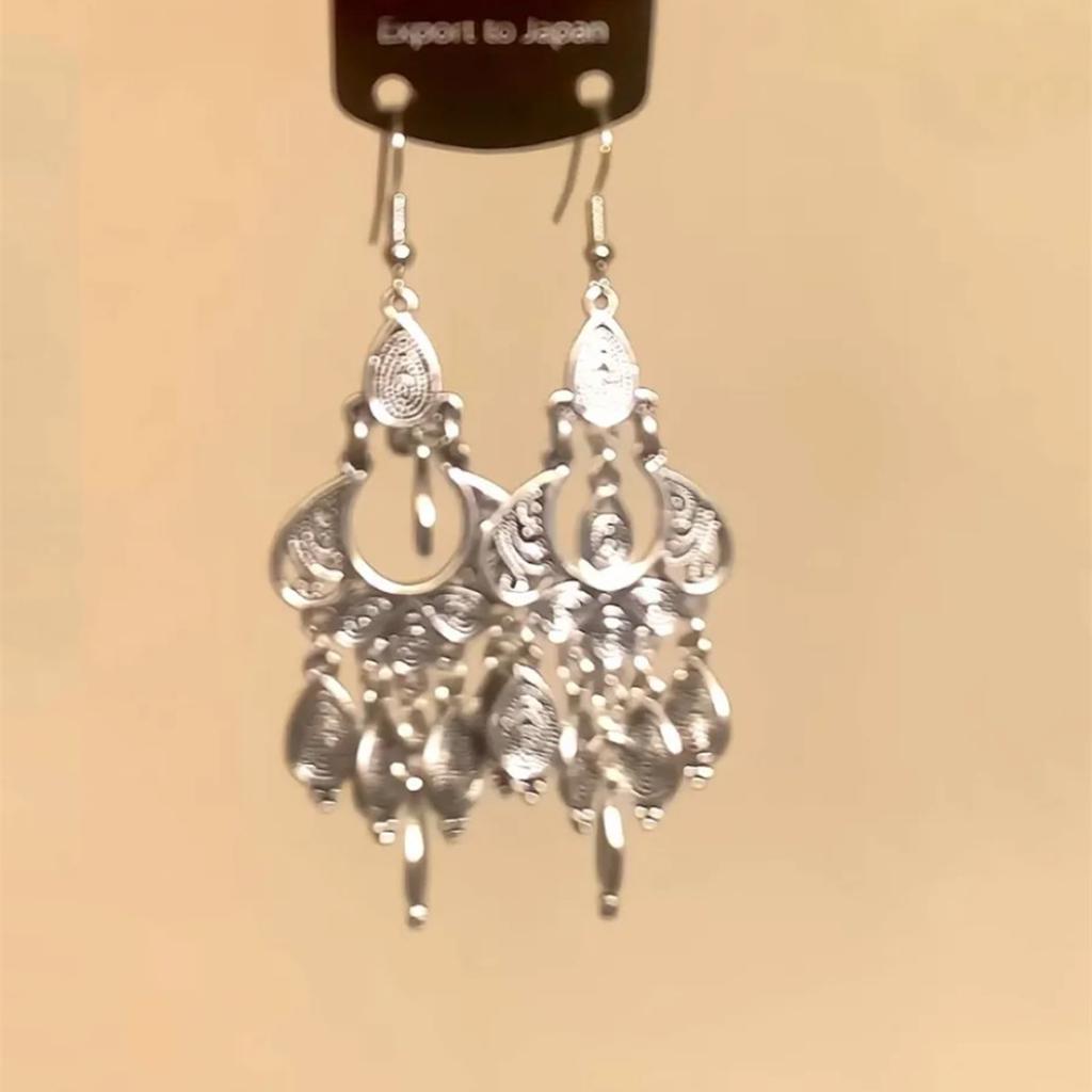 Exotic high-end fringed earrings, niche retro ethnic style earrings, French heavy industry bohemian earrings.