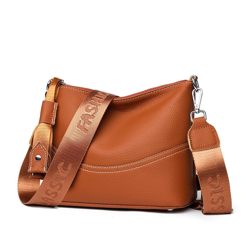 

Женские кожаные сумки, сумки из мягкой кожи 2025 новые высококлассные сумки через плечо, модные универсальные сумки-ведра, сумки-мессенджеры из коровьей кожи, женщины оранжевый