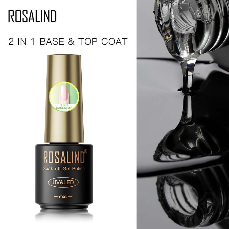 ROSALIND 2 in 1 Basis- und Decklack Gelpolitur hell für Nail Art Design LED/UV Lampe