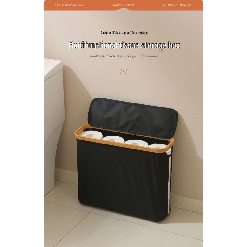 Toilet Paper Basket with Lid Large Capacity Easy To Install Toilet Paper Storage Organizer Multi-purpose Toilet Paper Holder