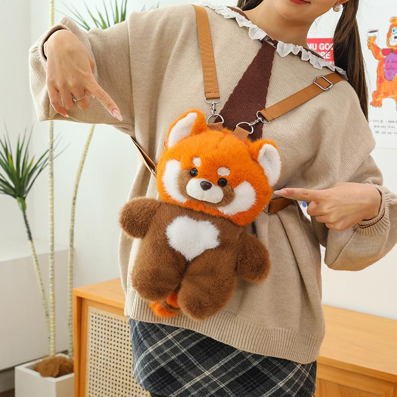 Adorable Plush Panda and Raccoon Backpack - Cute Cartoon Style for Kids