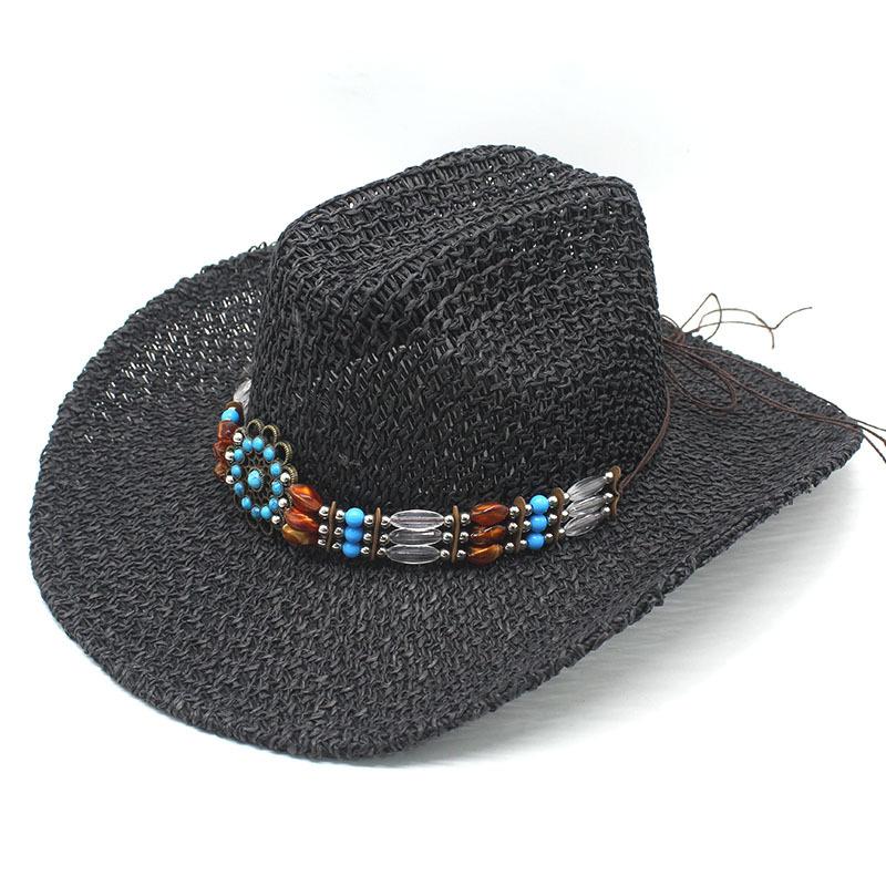New hollow western denim riding straw hat outdoor personalized men's and women's casual sunshade straw hat