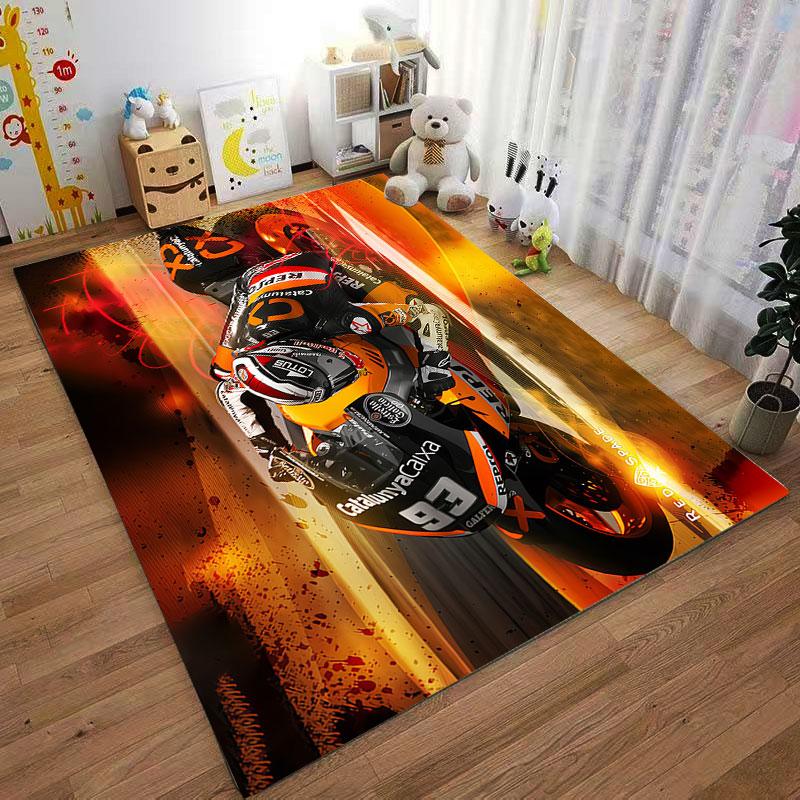 Motorcycle Racer Art Carpet suitable as a non-slip mat for the living room or bedroom sofa