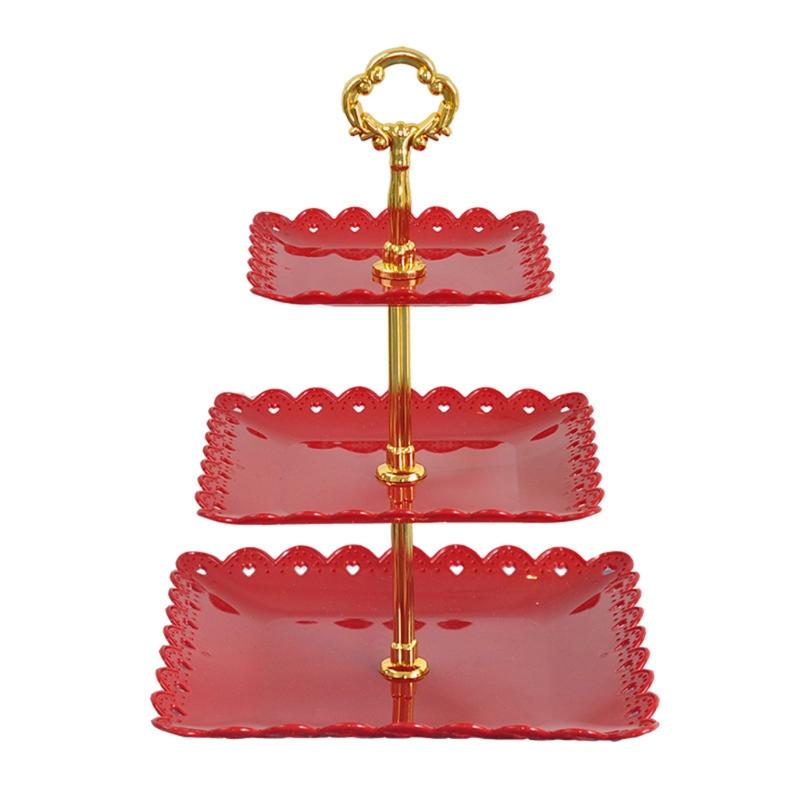 Europäischer dreischichtiger Tortenständer Hochzeitsfeier Desserttisch Süßigkeiten Obstteller Kuchen Selbsthilfe Display Home Tischdekoration Tabletts