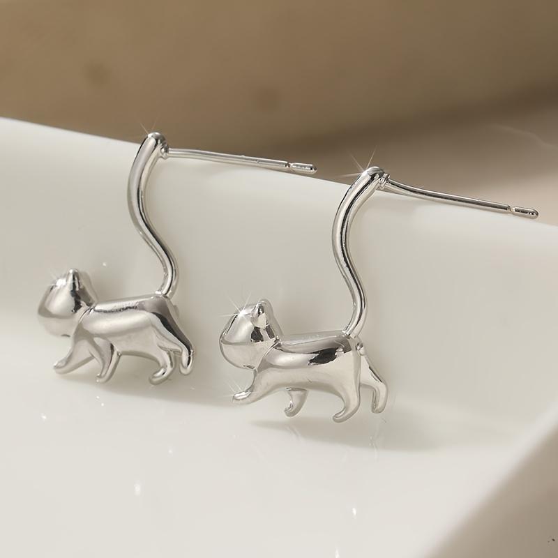2pairs Adorable Feline Earrings, Stylish And Elegant Presents, Animal-Themed Jewelry, Made of Copper, Hypoallergenic, Perfect for Birthdays