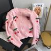 Cross-border Knitted Cardigan Women's Autumn and Winter New Foreign Style Versatile Age Reduction Short Loose Lazy Style Cherry Sweater Jacket