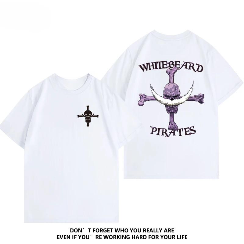 Men Women's Cotton Anime T-shirt One Piece White Beard Graphic Print O-Neck Summer Y2K HarajukuTee Passion Anime Top