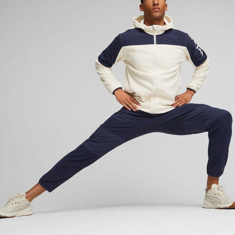 Puma Fit Hybrid Jacket Letter Print Hooded Coat Men Jacket White Blue 523891-87