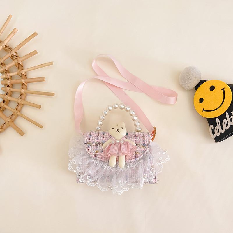 Trendy Korean Style Cute Children's Mini Shoulder Bag With Pearl Elements And Fashionable Design