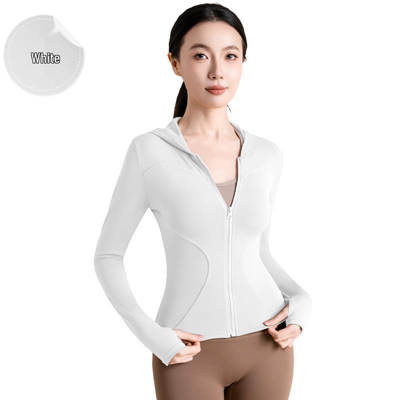 Hochelastischer Slim Kapuzen-Yoga-Cardigan - Winddichte Fitnessjacke zum Laufen, Radfahren und Yoga