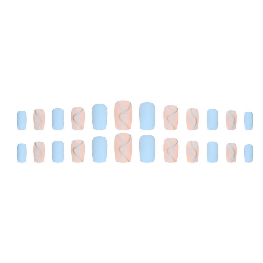 Sky Blue Wavy Nail Art Stickers, Matte Texture, Mid-Length, European and American Style, Elegant and Flattering.
