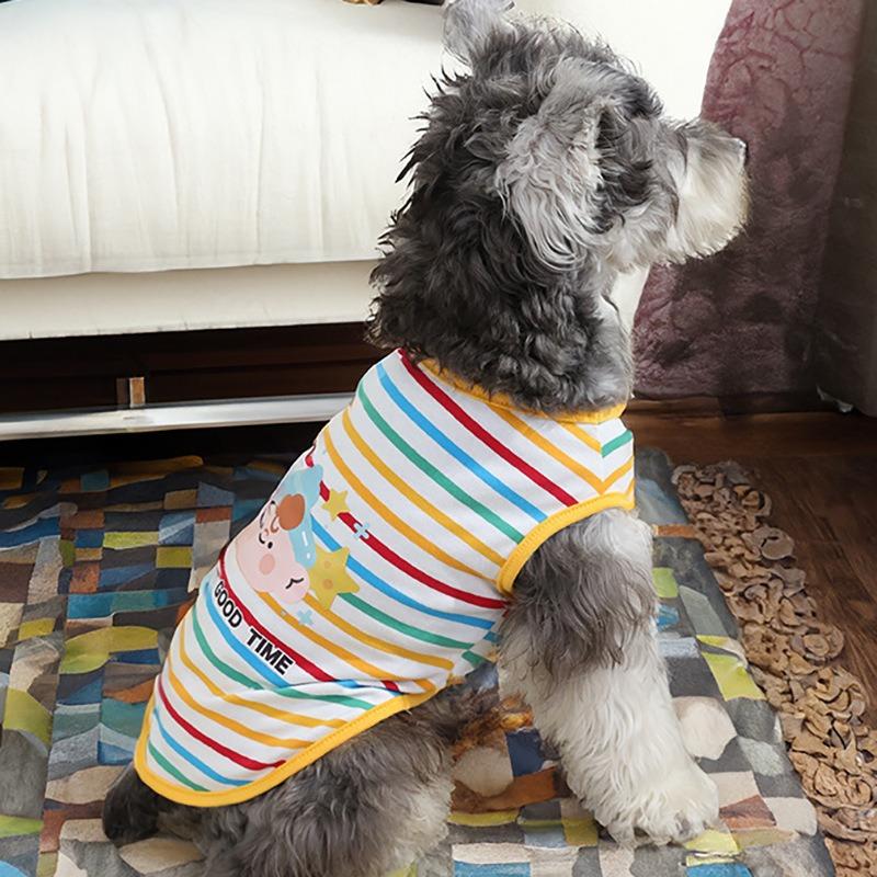 Dog Clothes Summer Thin Pet Clothes Summer Dog Spring Summer T-shirt Striped Vest Summer Thin Than Bear Clothes